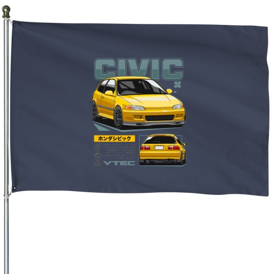 Discover Civic EG JDM House Flags