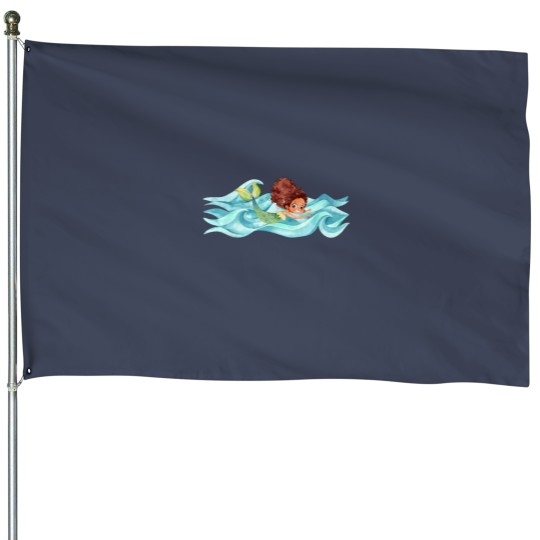 Discover Cute Mermaid in the sea House Flags