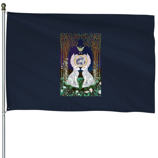 Discover Lunar Hares Ostara Spring Equinox House Flags