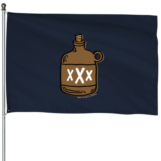 Discover Moonshine Jug Folk Art Inspired Illustration by Hillbilly Buddha House Flags