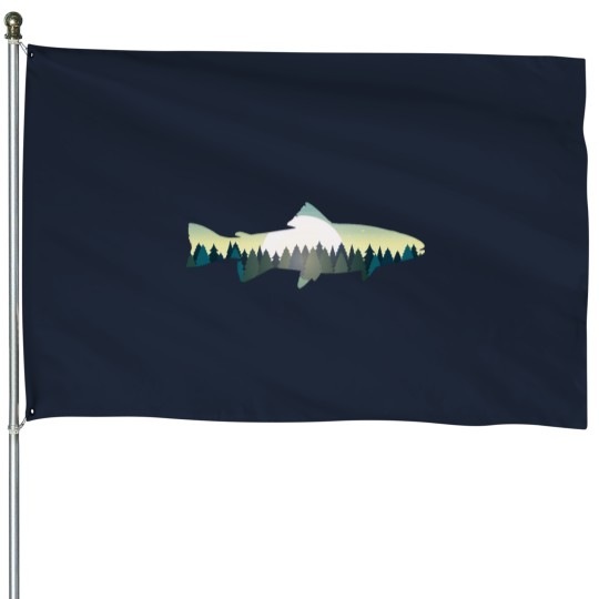 Discover Fish and Forest  - Fisherman  - Forest  - Fishing  - Fish Shirts - Nature House Flags