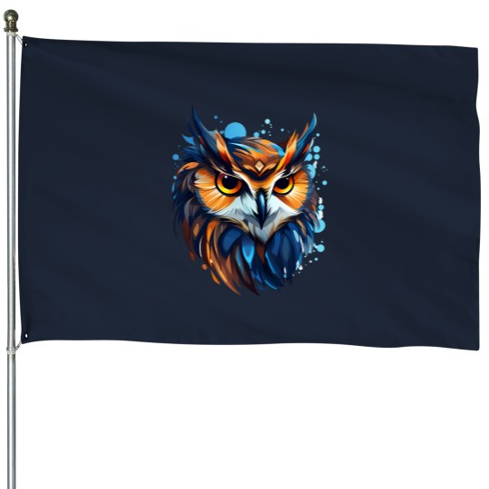 Discover Cartoon Style Owl EDC Owl Painting Drawing Logo  - wall arts - Art Prints and More House Flags