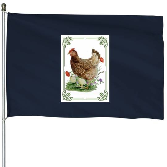 Discover Chicken family House Flags