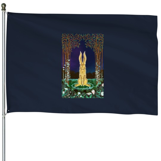 Discover Solar Hare Ostara Spring Equinox House Flags