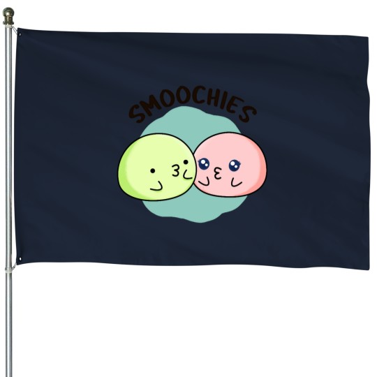 Discover Smoochies funnys Food Mochi Puns House Flags