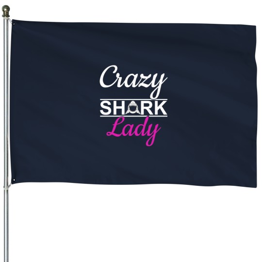 Discover crazys sharks Lady House Flags