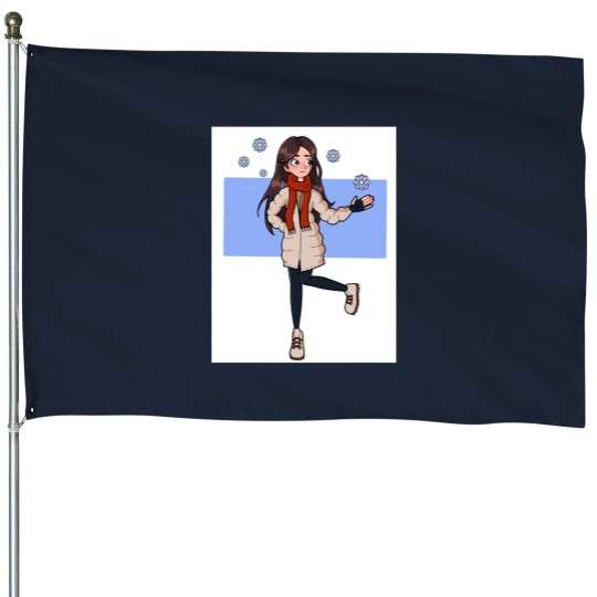 Discover Winter Long House Flags