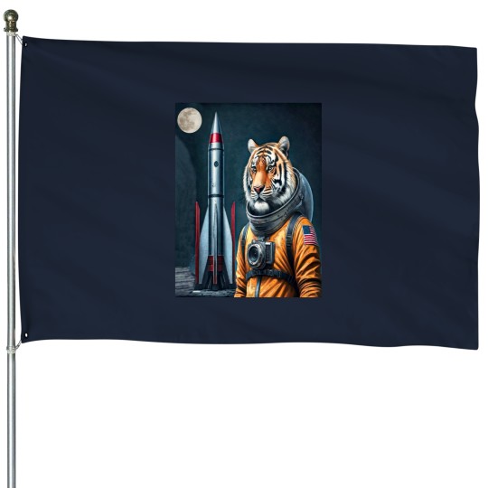 Discover An Americans  Tigers Astronautss with Full moons House Flags