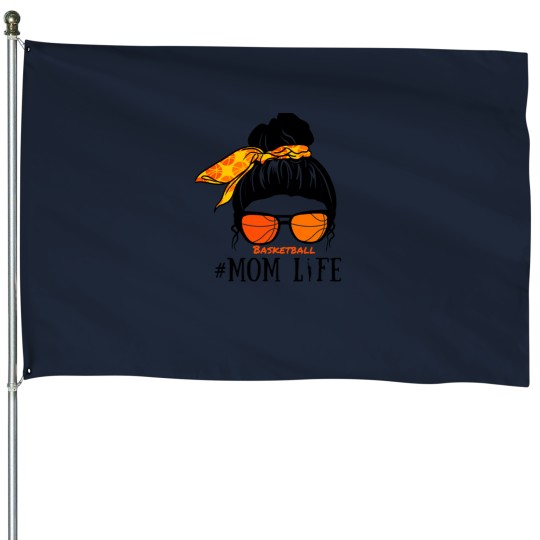 Discover Messy Bun Basketball Momlife House Flags