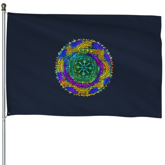 Discover Watercolor Mandala House Flags