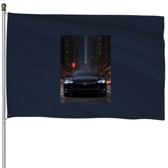Discover teslas Bumper darks House Flags