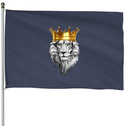 Discover lion with a crown power king House Flags