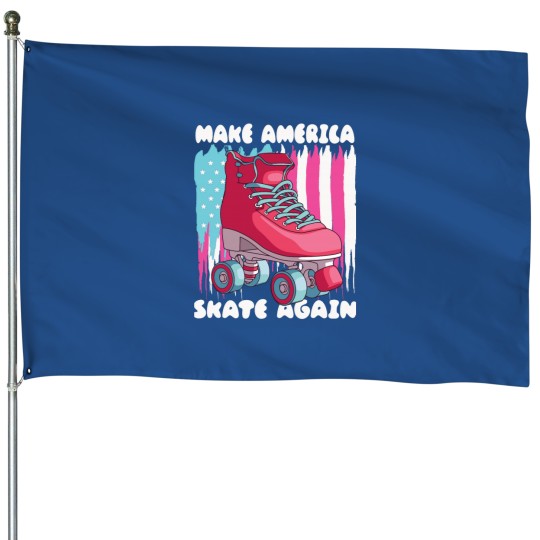 Discover 80s Roller Skate American Flag Cartoon House Flags