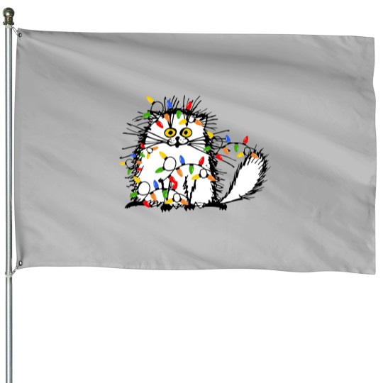Discover Christmas Funny Cat House Flags, Funny Cat House Flags
