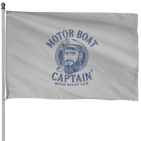 Discover Motor Boat Captain Funny Pontoon Boating Motor Boatin Lake House Flags