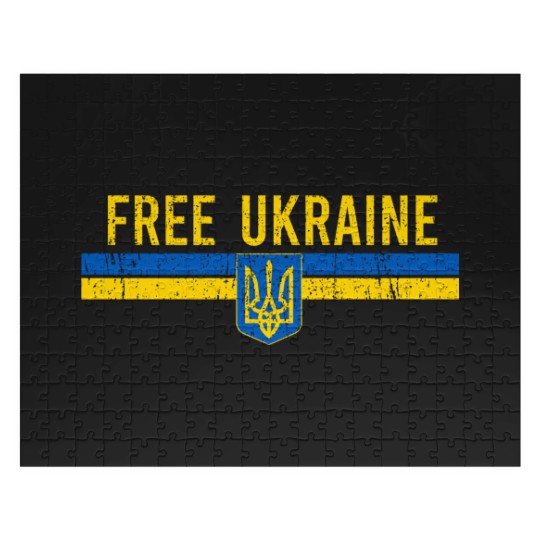 Discover Free Ukraine distressed Ukrainian blue yellow flag minimalist art - Free Ukraine - Jigsaw Puzzles