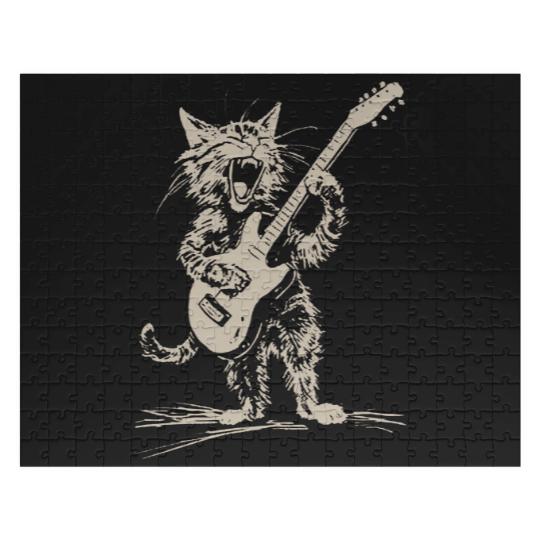 Discover Cat Strumming the Guitar Jigsaw Puzzles, Cat Playing Bass Guitar Jigsaw Puzzles