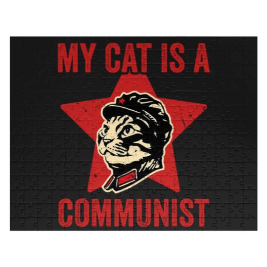 Discover My Cat Is A Communist Vintage Funny Cat Lover Sayi Jigsaw Puzzles