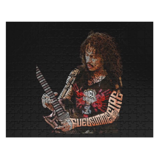 Discover Lover Gifts Thrash Metal Kirk Hammet t Typography Portrait Jigsaw Puzzles