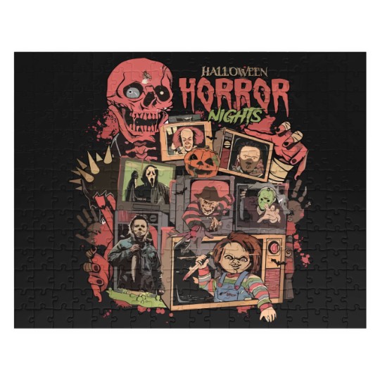 Discover Retro Horror Night  Jigsaw Puzzles, Halloween Jigsaw Puzzles, Vintage 90s Halloween Movies