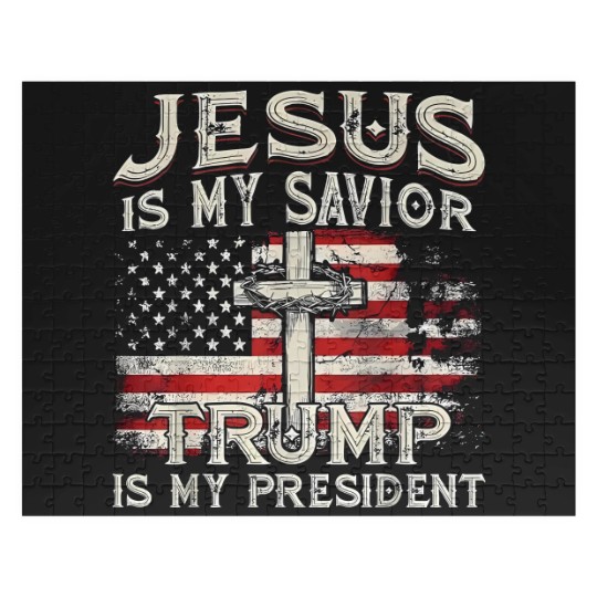 Discover Jesus Is My Savior Trump Is My President American Flag Jigsaw Puzzles