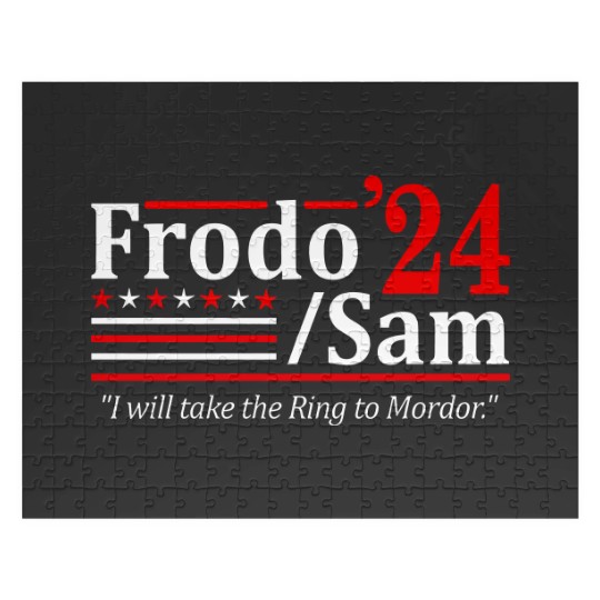 Discover FRODO and SAM 2024 Election - funny elect scifi hobbits drawrfs Unisex Jigsaw Puzzles