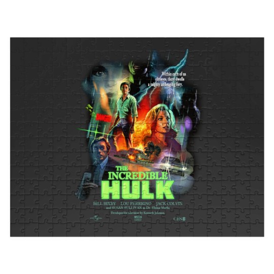 Discover The Incredible Hulk 1977 Poster Fan Art (black Jigsaw Puzzles) Premium Jigsaw Puzzles