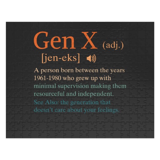 Discover funny gen x definition sarcasm humor 1960 1980 birthday Jigsaw Puzzles