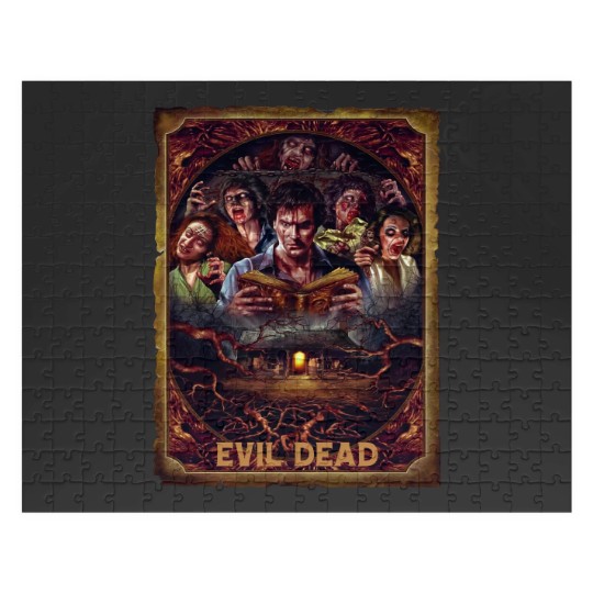 Discover Movie Art, Evil Dead Necronomicon by Peter Panyis, Black Cotton Mens Jigsaw Puzzles