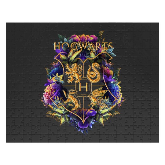 Discover Harry Potters Hogwarts MultiColored Floral Crest Jigsaw Puzzles