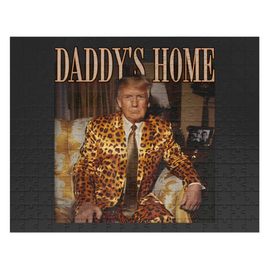 Discover Daddy's Home Trump Jigsaw Puzzles Trump 2024 Leopard Funny MAGA Jigsaw Puzzles