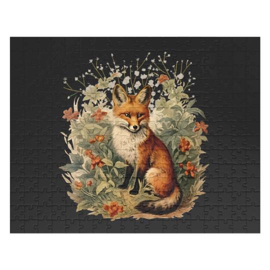 Discover Fox Botanical Vintage Style Jigsaw Puzzle