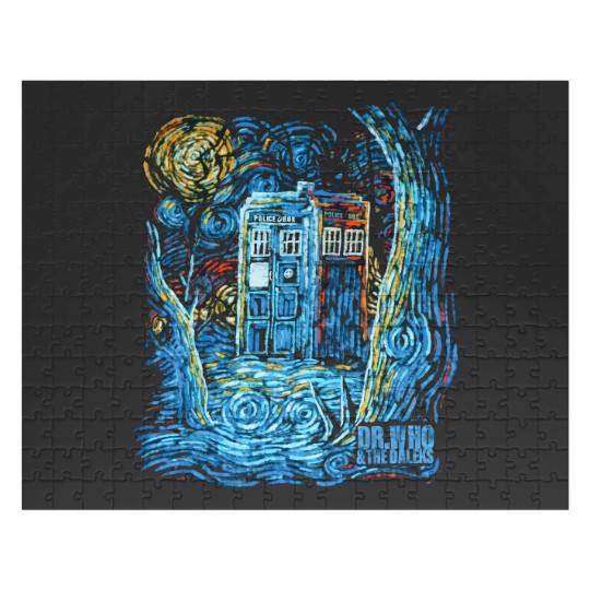 Discover Dr Who and the Daleks Mens Jigsaw Puzzles Size M Short Sleeve Black