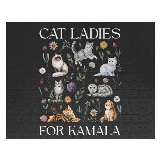 Discover Cat Ladies For Kamala Jigsaw Puzzles, Kamala Harris 2024 President Jigsaw Puzzles