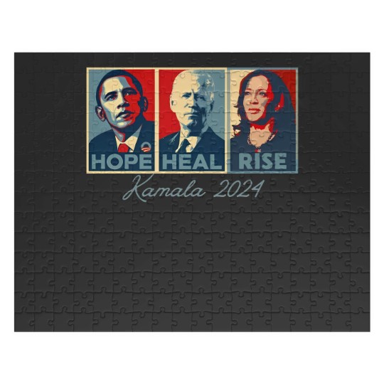 Discover Hope Heal RISE, Kamala Harris 2024 Jigsaw Puzzles, Support for First Woman American President