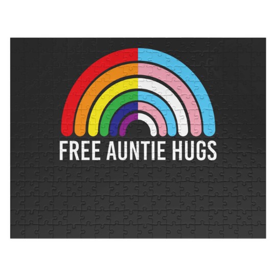Discover Free Auntie Hugs Rainbow Transgender Flag LGBTQ Gay Pride Jigsaw Puzzles