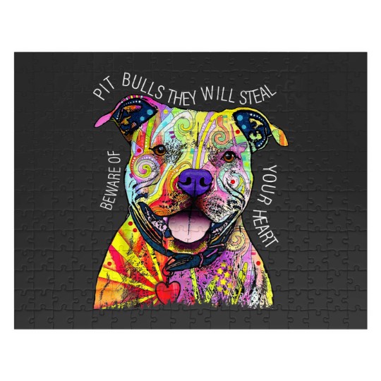 Discover Beware Pitbull They Will Steal Your Heart Jigsaw Puzzles, Pit Bull Jigsaw Puzzles