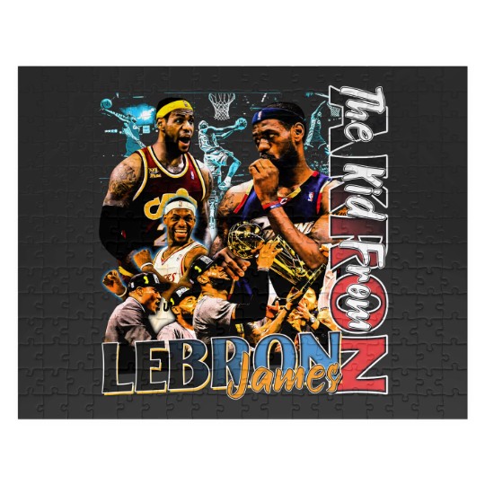Discover Vintage Lebron James 90s Basketball Bootleg Style Jigsaw Puzzles, Lebron James Jigsaw Puzzles