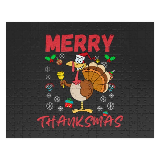 Discover Merry Thanksmas Funny Thanksgiving and Christmas 2024 Combo Jigsaw Puzzles