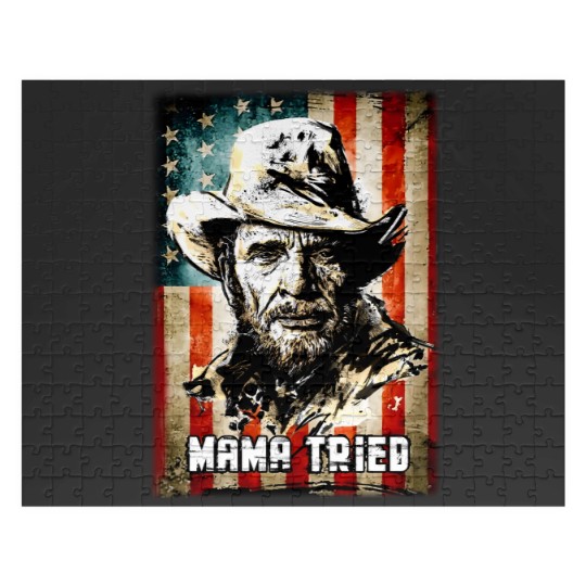 Discover Vintage Merle Haggard Mama Tried Black Jigsaw Puzzles