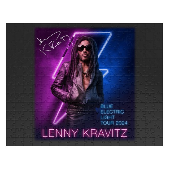 Discover Lenny Kravitz Electric Blue Light Tour 2024 Signature Unisex Jigsaw Puzzles All Size