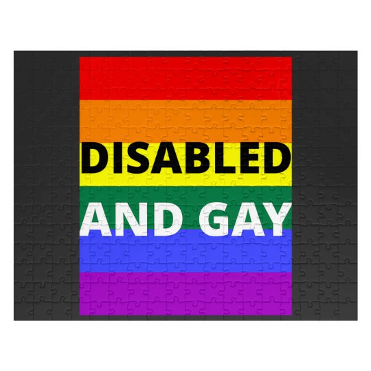 Discover Disabled  And Gay On Rainbow Background Jigsaw Puzzles