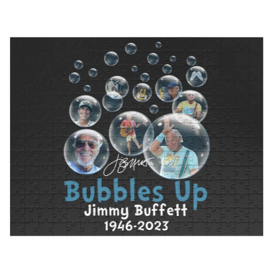 Discover Rare Jimmy Buffett 1946 2023 Bubbles Up Thank  You Memories Black Jigsaw Puzzles