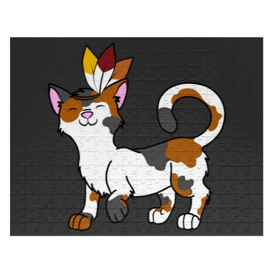 Discover Thanksgiving Calico Cat with Indian Headdress Perfect Gift Jigsaw Puzzles