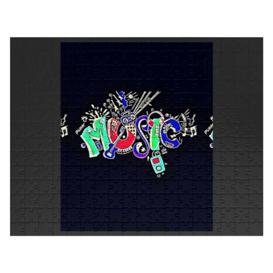 Discover Music Black  Colorful Text 5132 Jigsaw Puzzles