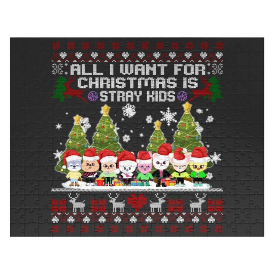 Discover Stray Kids Skzoo Ugly Christmas Jigsaw Puzzles, Kpop Christmas Jigsaw Puzzles, Cute SKZOO TSweatshirt