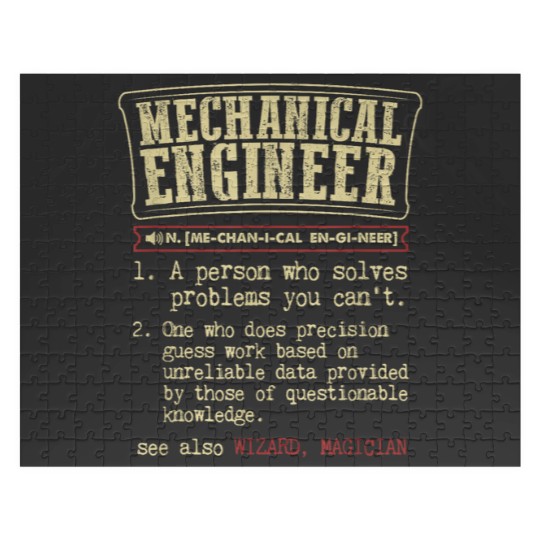 Discover Mechanical Engineer Funny Dictionary Definition Jigsaw Puzzles