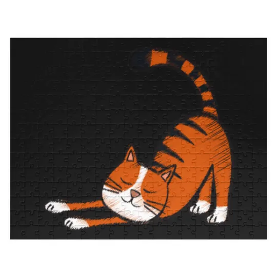 Discover Cute cat with black stripes and orange color Jigsaw Puzzles