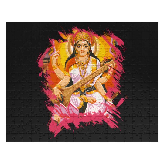 Discover Saraswati Hindu Goddess Jigsaw Puzzles