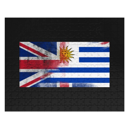 Discover British Uruguayan Half Uruguay Half UK Flag Jigsaw Puzzles